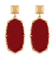 Load image into Gallery viewer, Burgundy Hexagon Earrings
