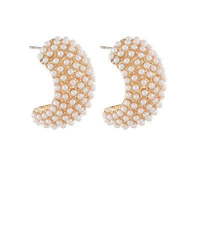 Wide Pearl Hoop Earrings