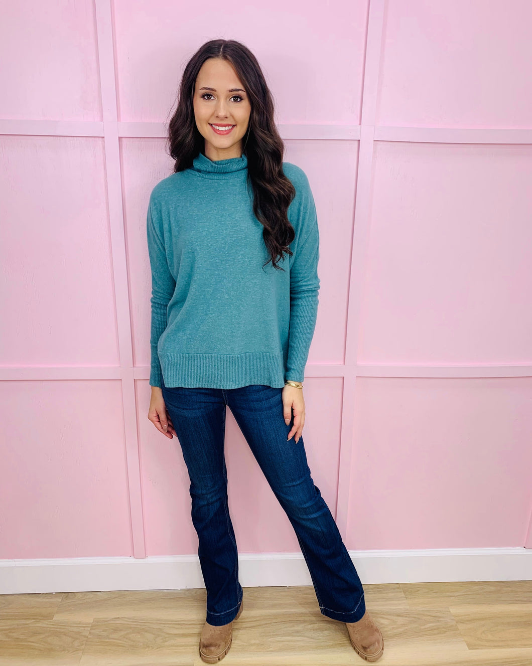 Teal It Up Turtle Neck