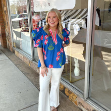 Load image into Gallery viewer, Bella&#39;s Blue &amp; Pink Floral Top
