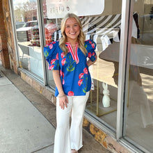 Load image into Gallery viewer, Bella&#39;s Blue &amp; Pink Floral Top
