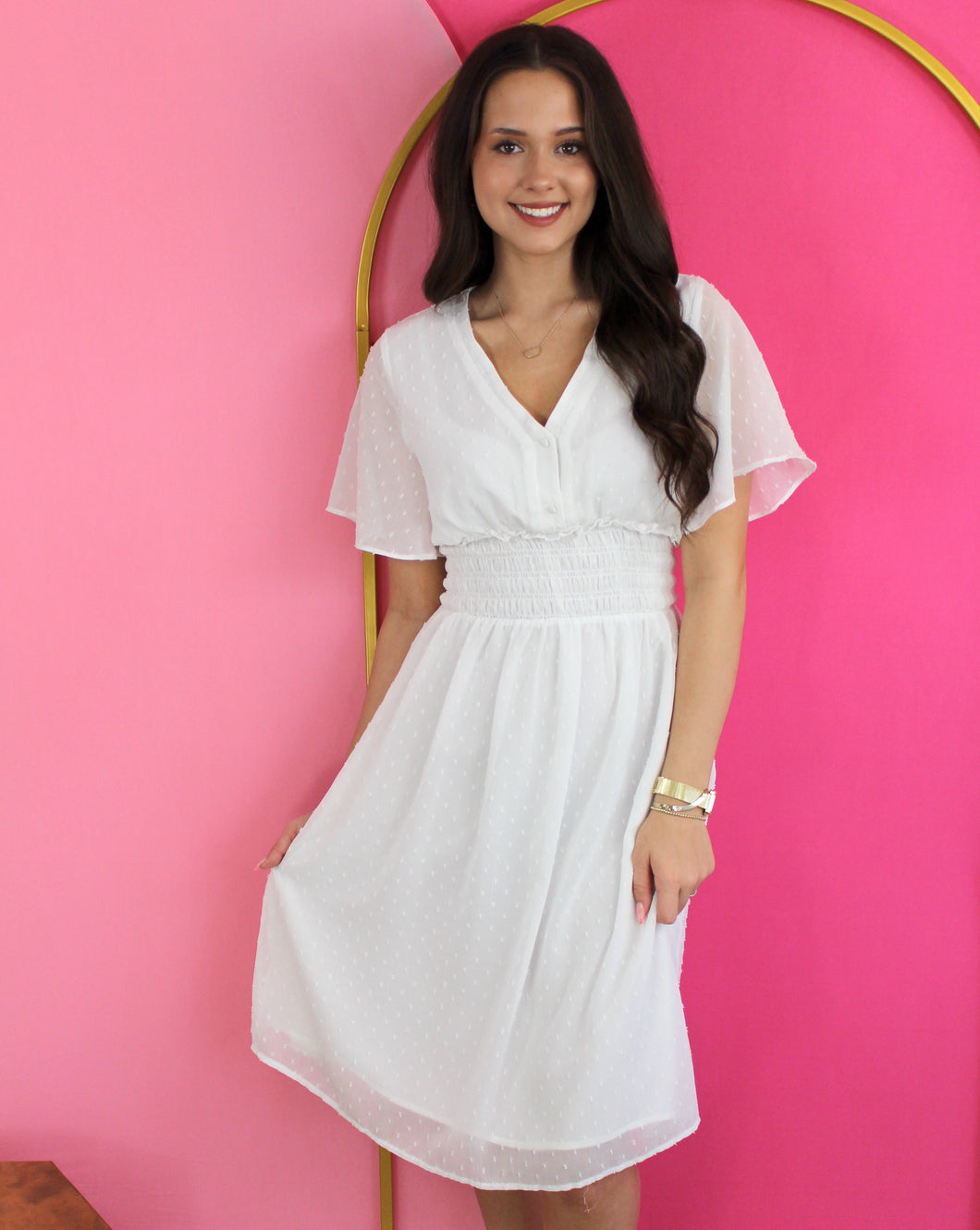 White Midi Length Dress