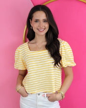 Load image into Gallery viewer, Yellow Striped Cropped Top
