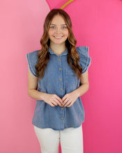 Load image into Gallery viewer, Denim Ruffle Top
