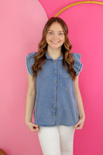 Load image into Gallery viewer, Denim Ruffle Top
