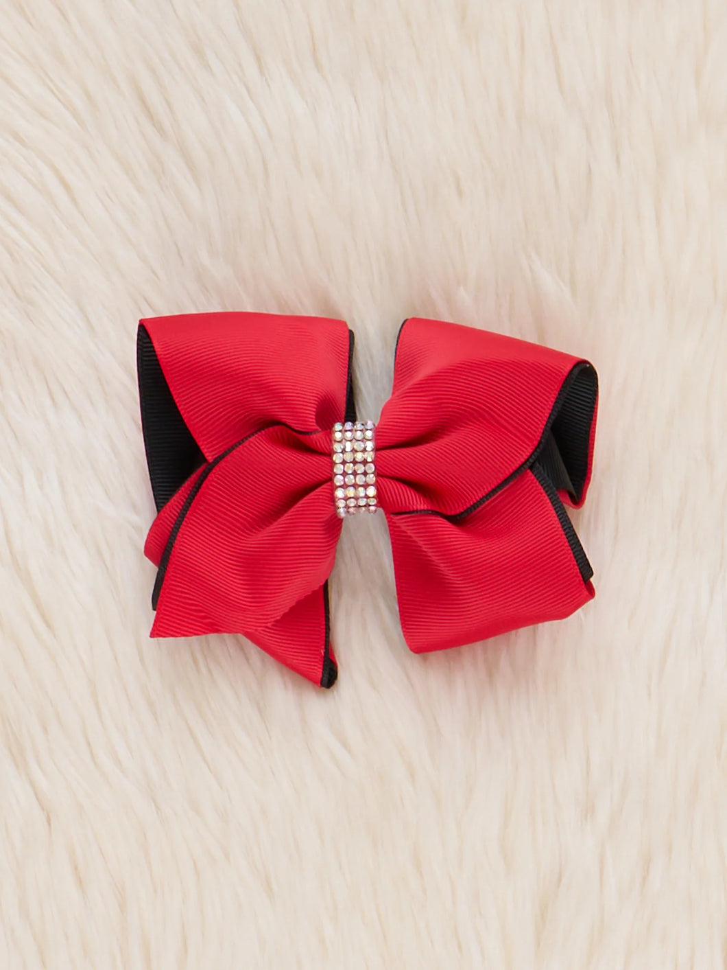 Red and Black Rhinestone Bow