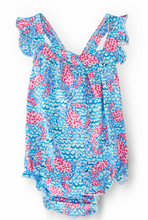 Load image into Gallery viewer, Crab Walk Ruffle Cross Back Romper
