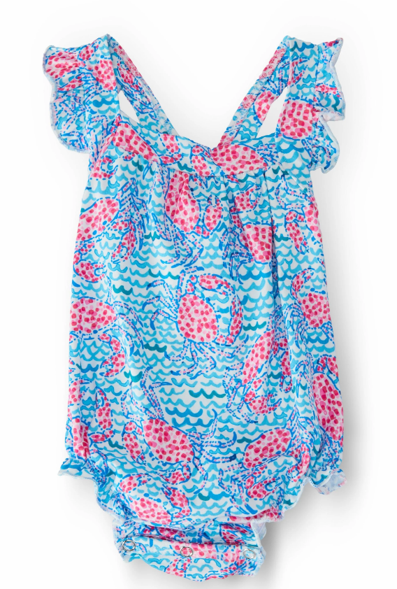 Crab Walk Ruffle Cross Back Romper