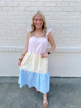 Load image into Gallery viewer, Three Tiered Color Block Dress-Pink Multi

