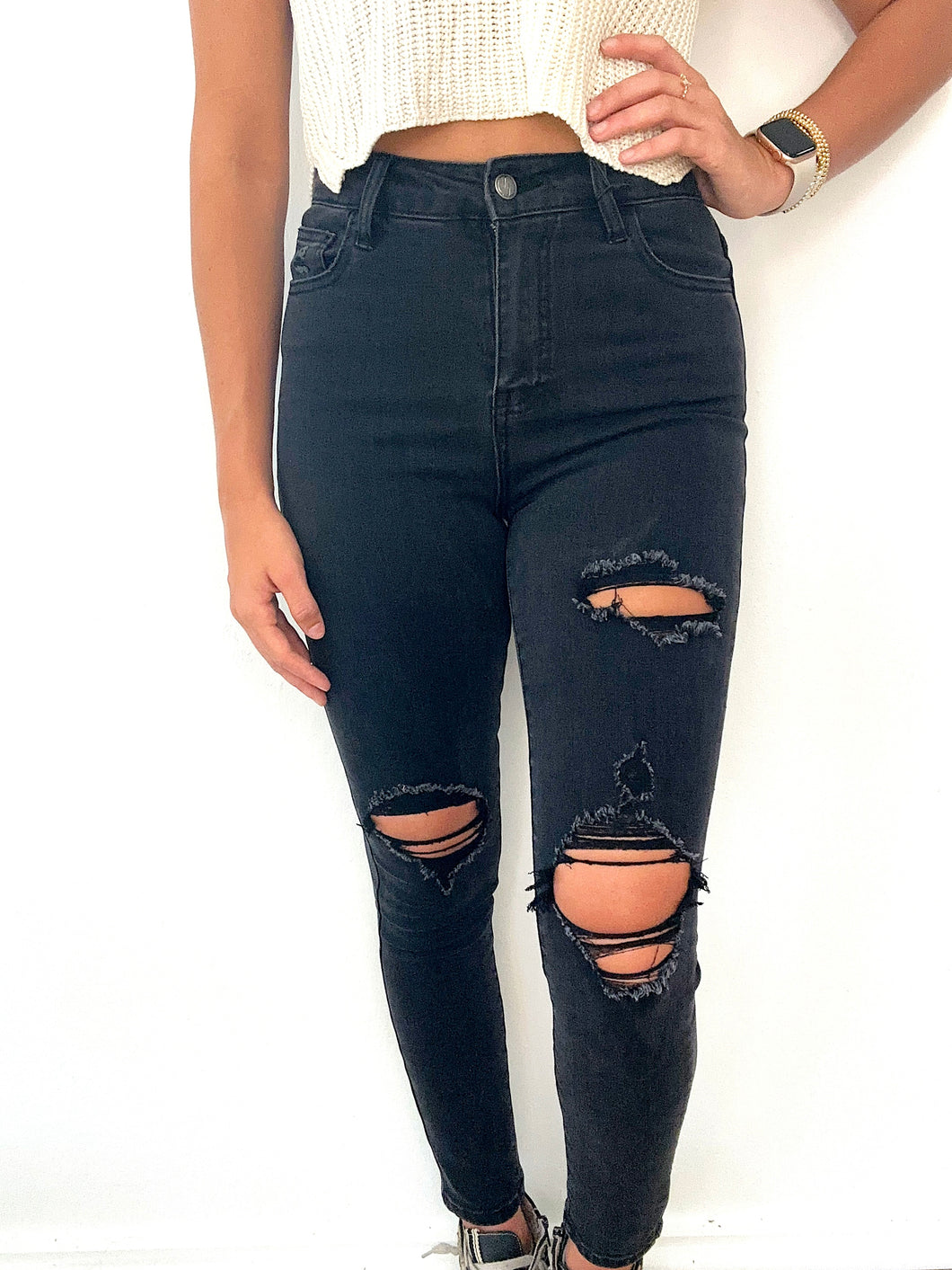 Jelly Jeans Black High-Rise Crop Skinny