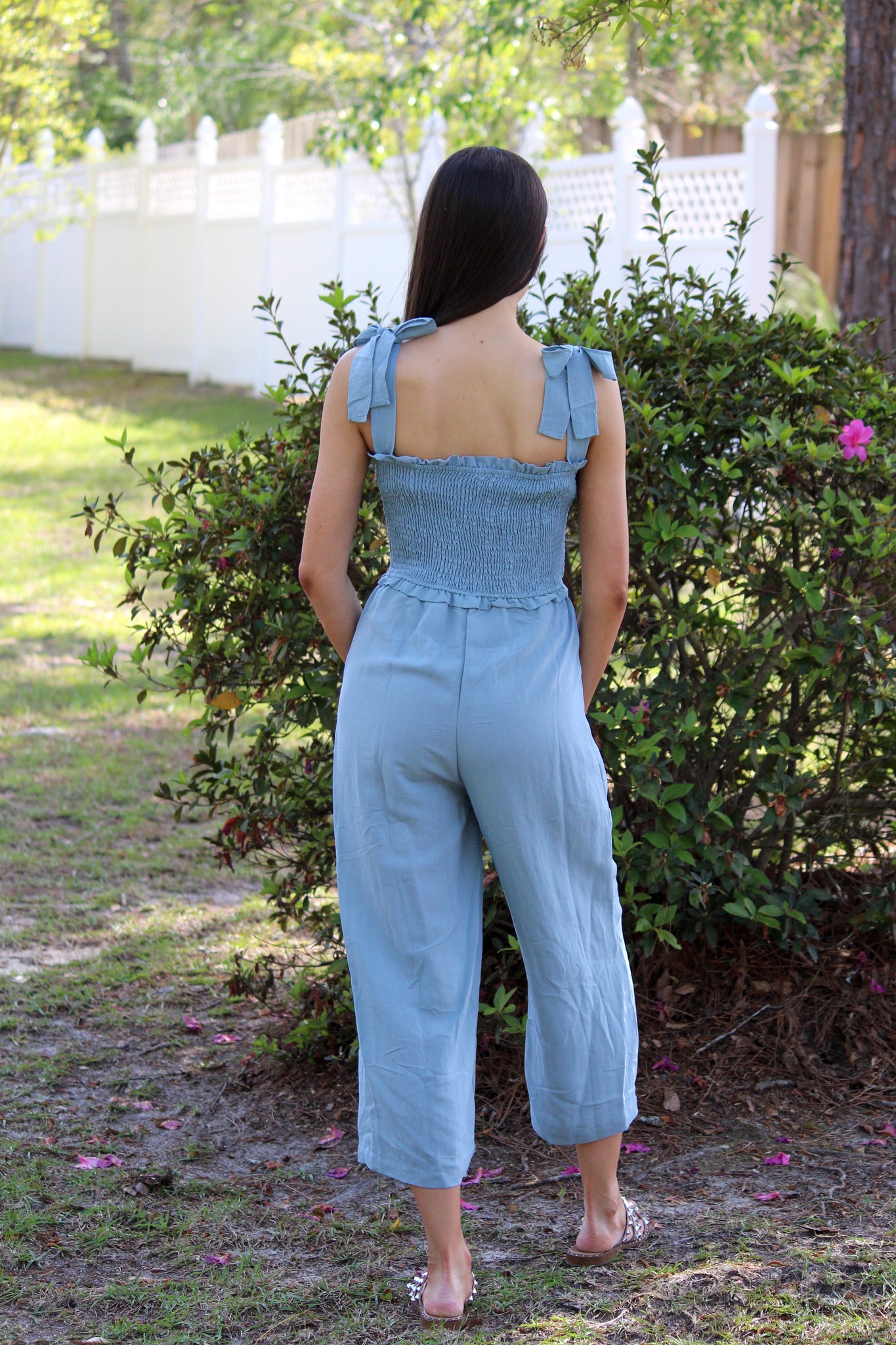 Dusty Blue Denim Overalls - Playsuits