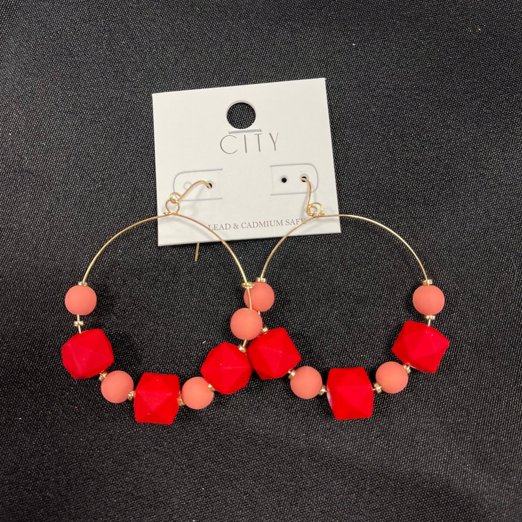 Peach and Red Earrings